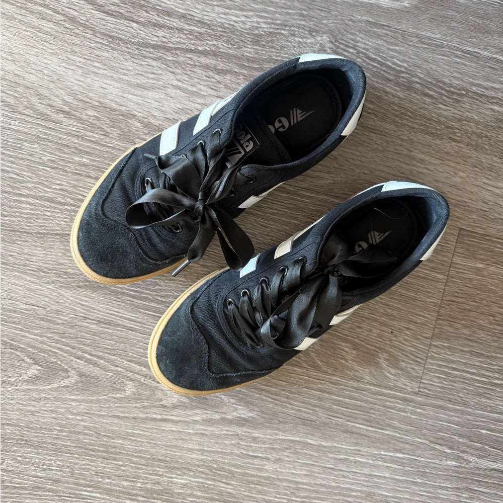 Gola Black and White Sneakers with Gum Sole